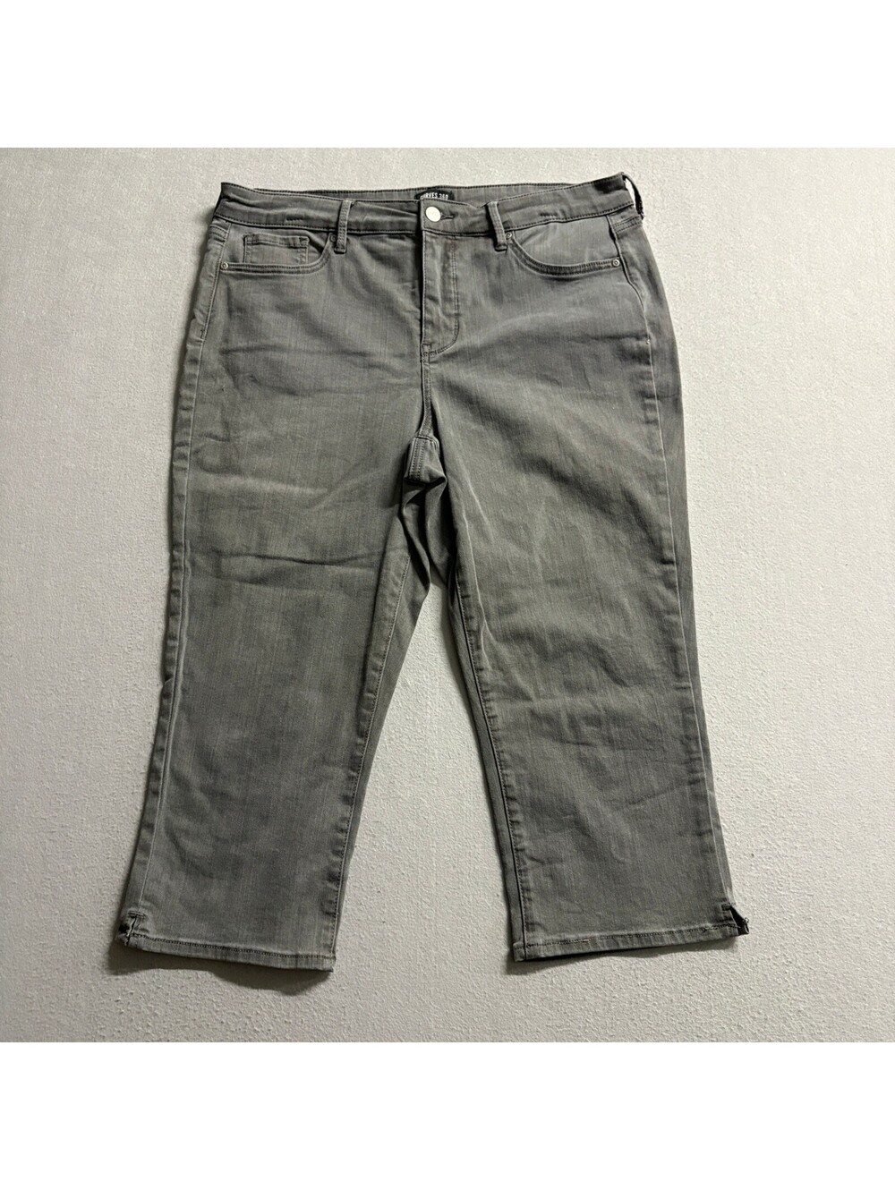 NYDJ Curves 360 Womens Crop Jeans Size 12 Gray Denim Stretch Capri Pants